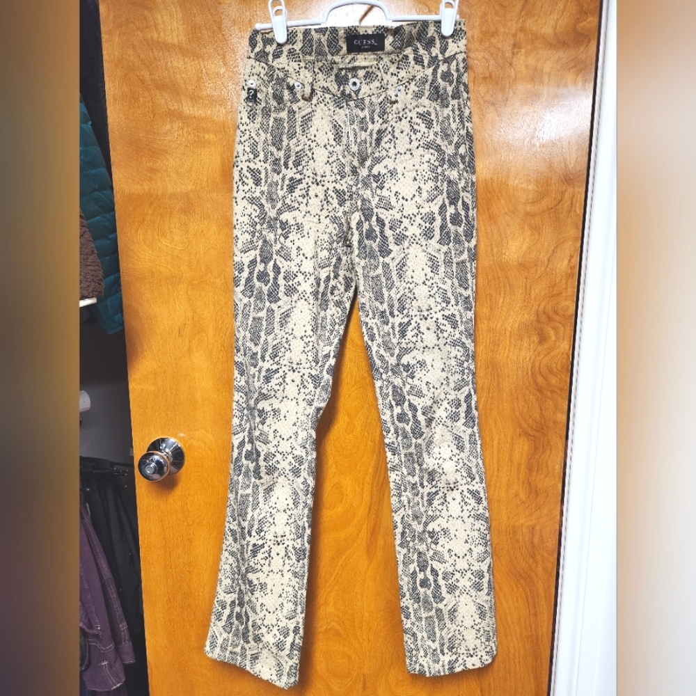 Guess Jeans Beige/Black Snake Print Stretch Jeans Pants 24